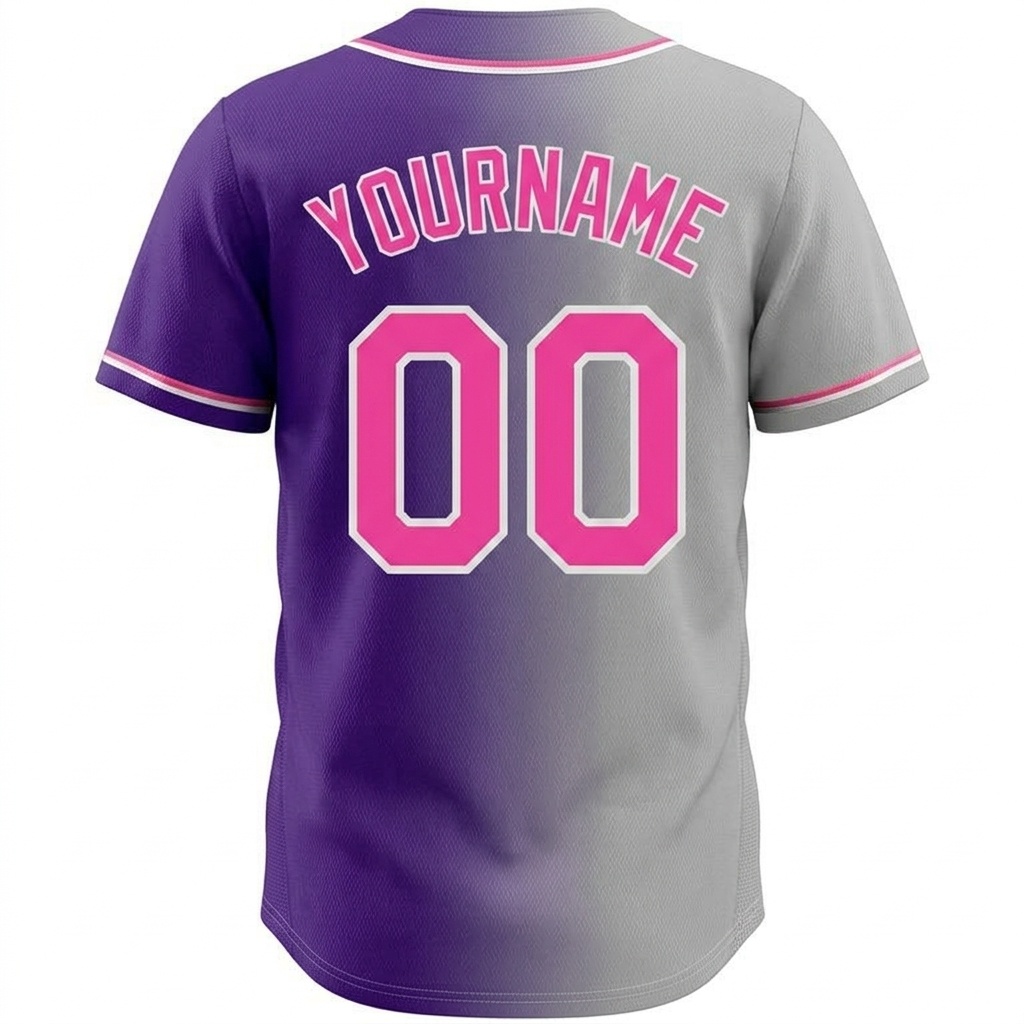 Custom Purple & Pink/White Gradient Fashion Baseball Jersey