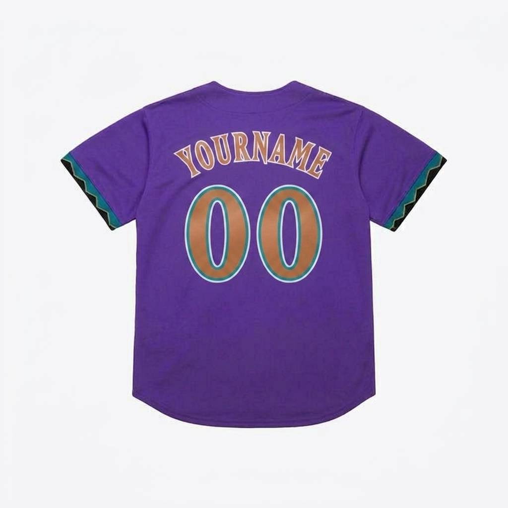 Custom Purple & Teal/Gold Baseball Jersey
