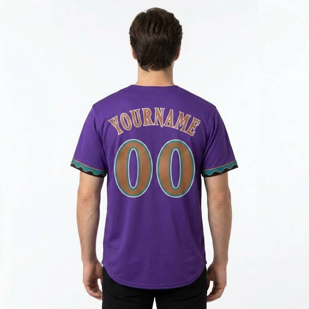 Custom Purple & Teal/Gold Baseball Jersey