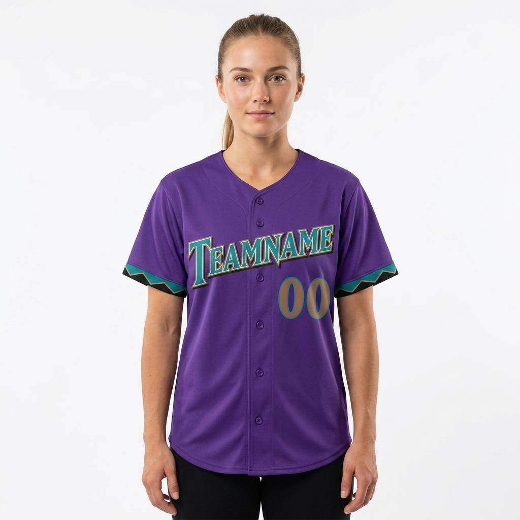 Custom Purple & Teal/Gold Baseball Jersey