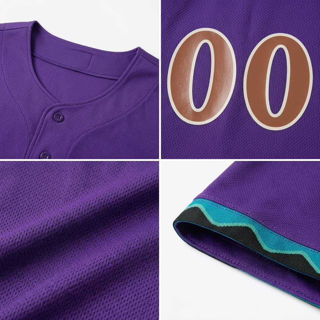 Custom Purple & Teal/Gold Baseball Jersey