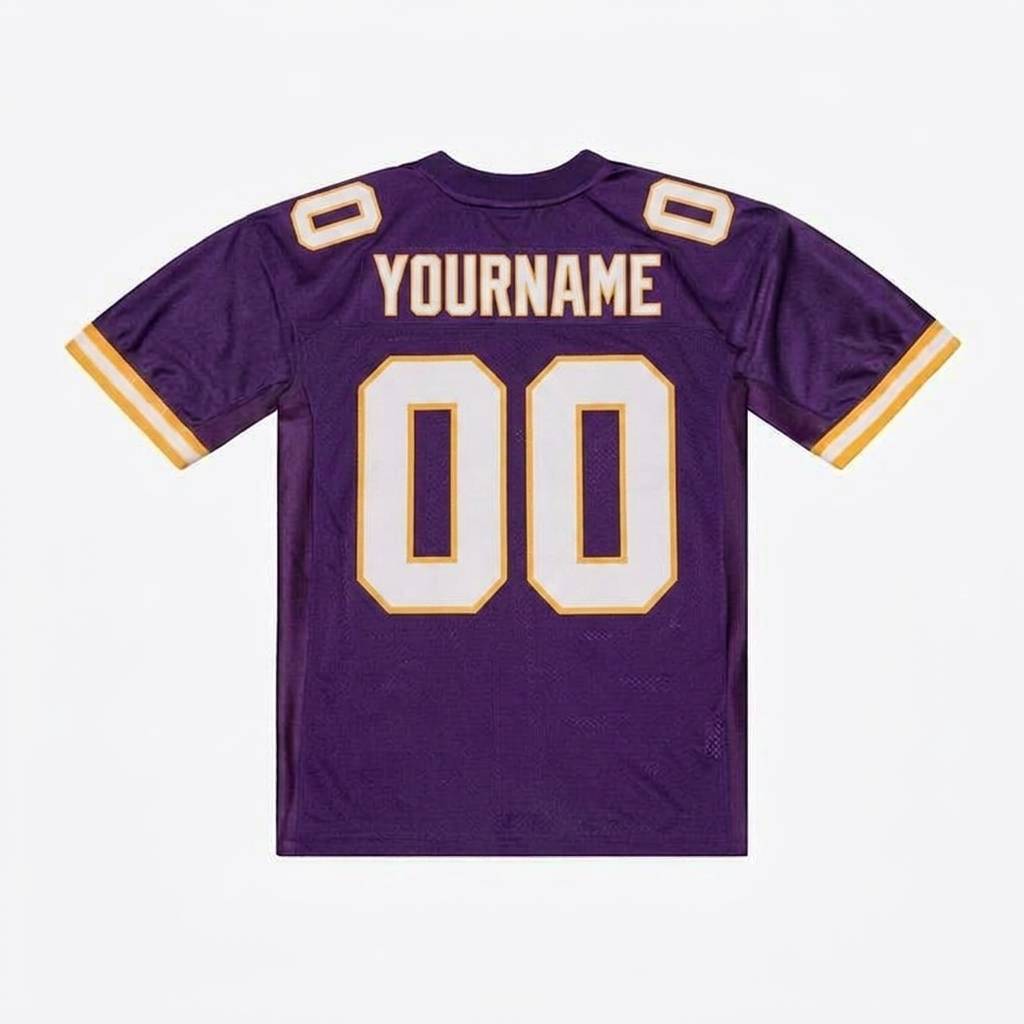 Custom Purple & White/Gold Football Jersey