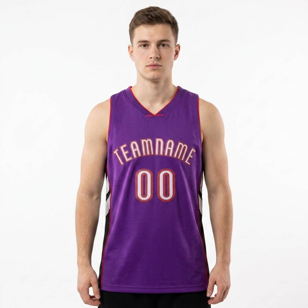 Custom Purple & White/Red Basketball Classic Jersey