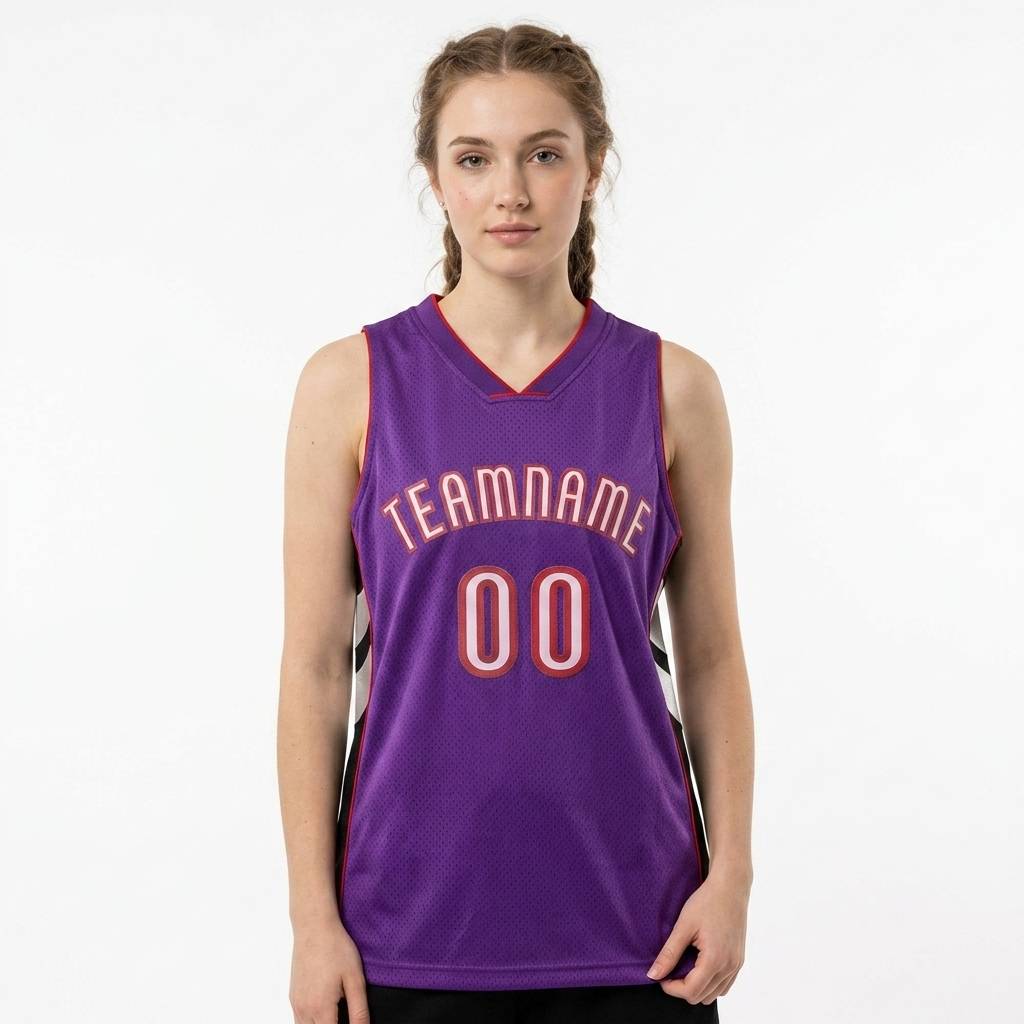 Custom Purple & White/Red Basketball Classic Jersey