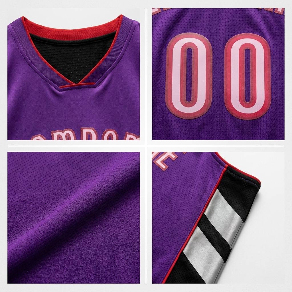 Custom Purple & White/Red Basketball Classic Jersey