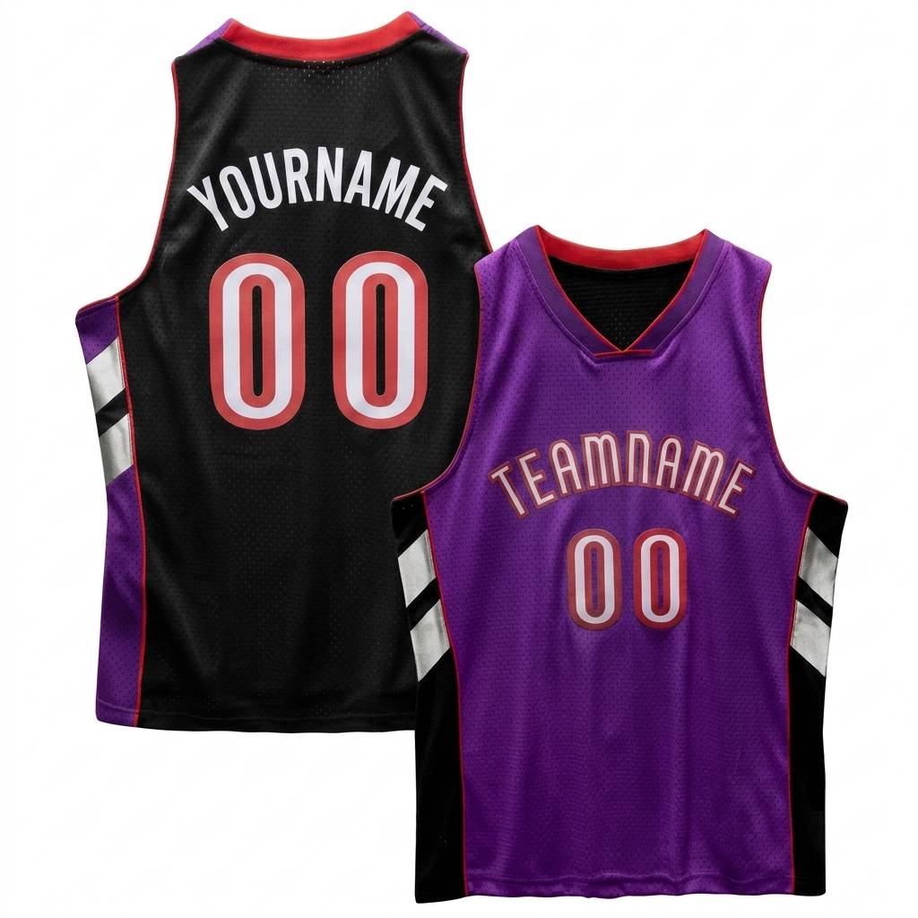 Custom Purple & White/Red Basketball Classic Jersey