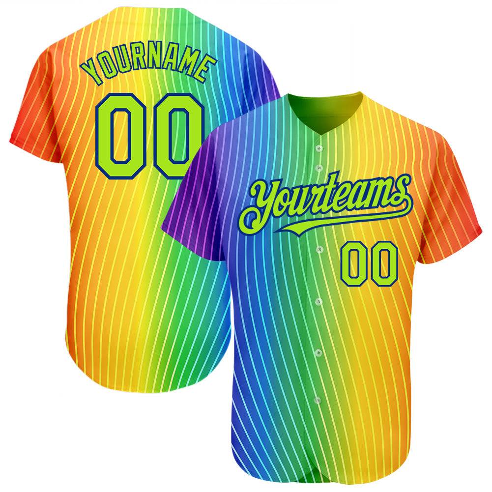 Custom Rainbow For Pride Baseball Jersey
