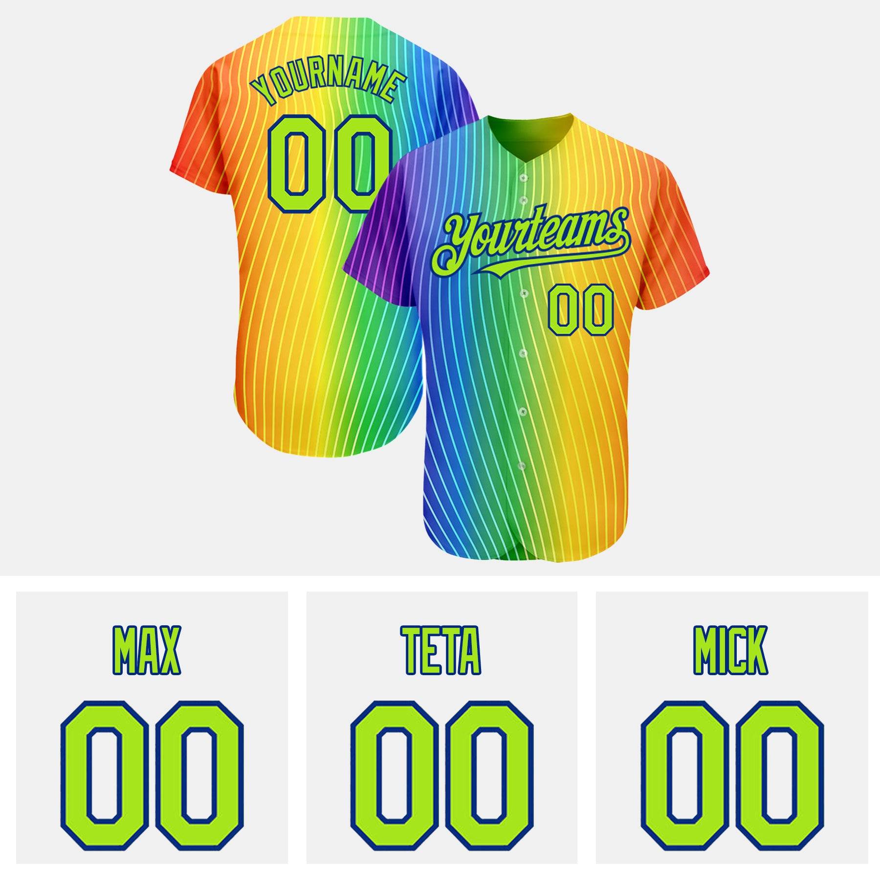 Custom Rainbow For Pride Baseball Jersey