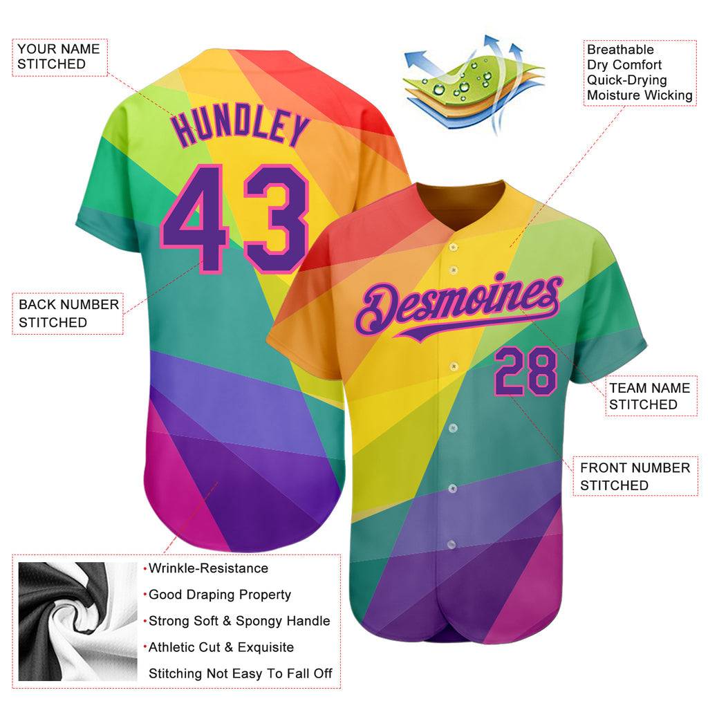 Custom Rainbow For Pride Baseball Jersey