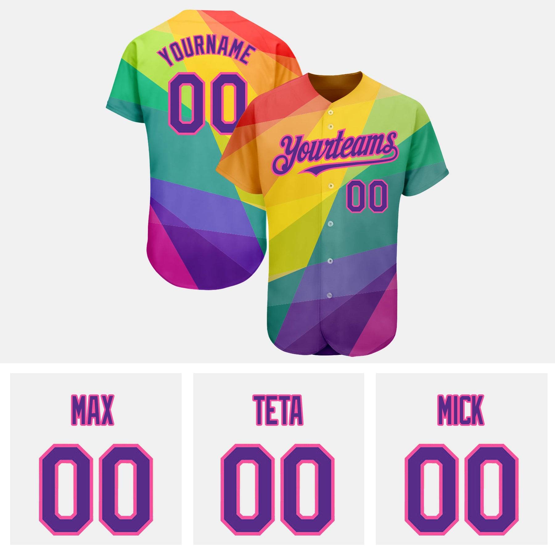 Custom Rainbow For Pride Baseball Jersey
