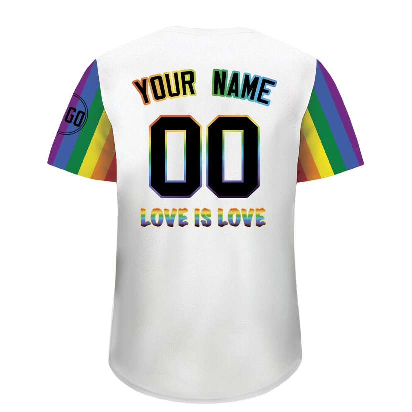 Custom Rainbow LGBTQ Pride Stripes Baseball Shirt