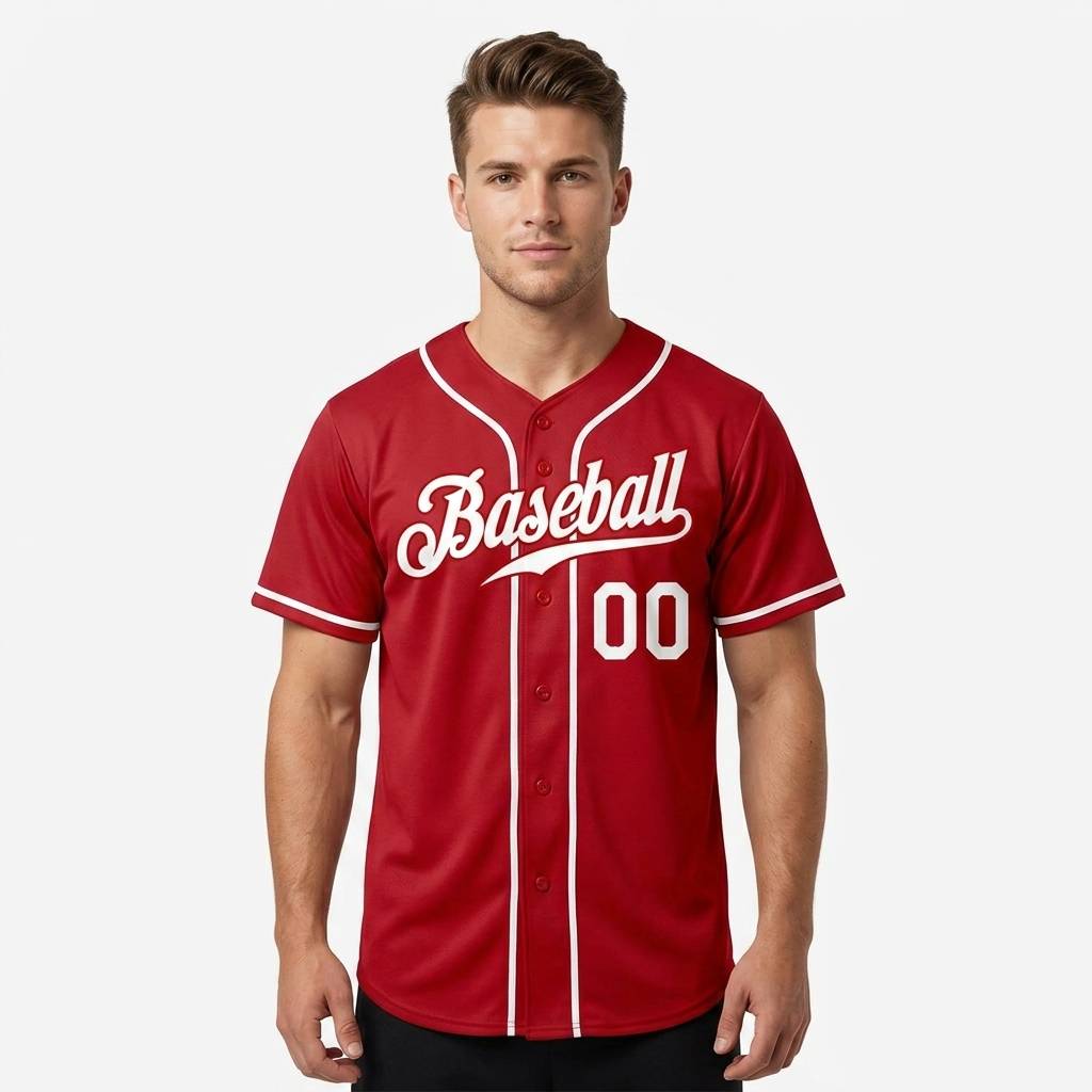 Custom Red & White Baseball Jersey
