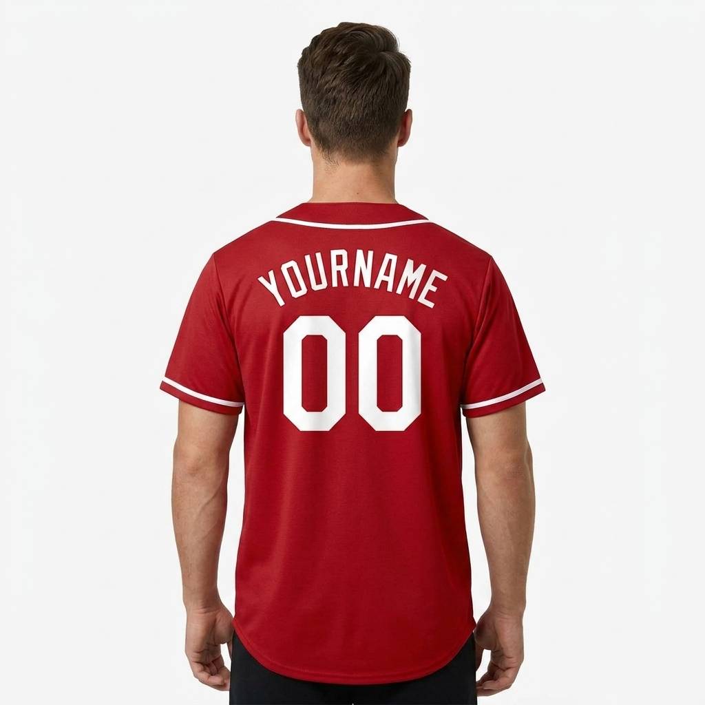 Custom Red & White Baseball Jersey