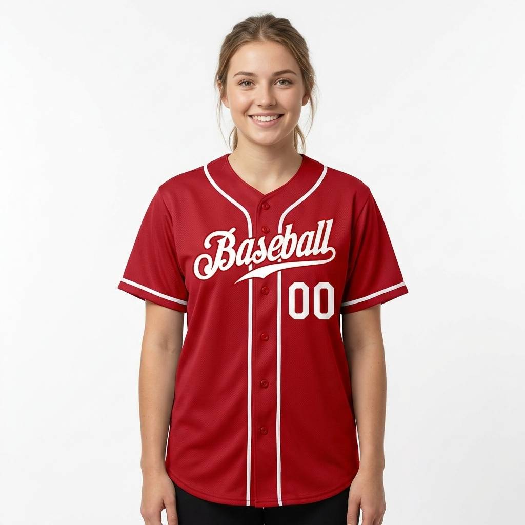 Custom Red & White Baseball Jersey