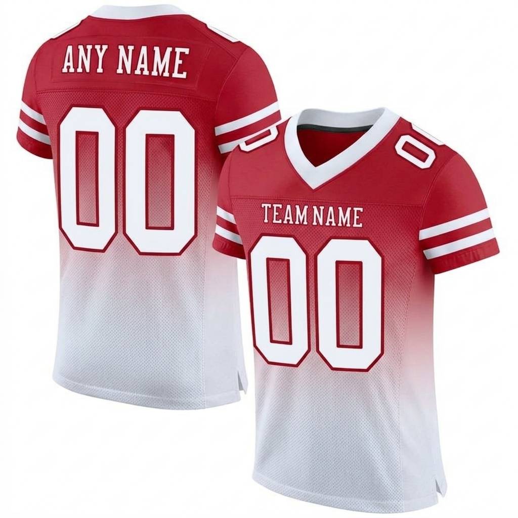 Custom Red & White Gradient Football Jersey