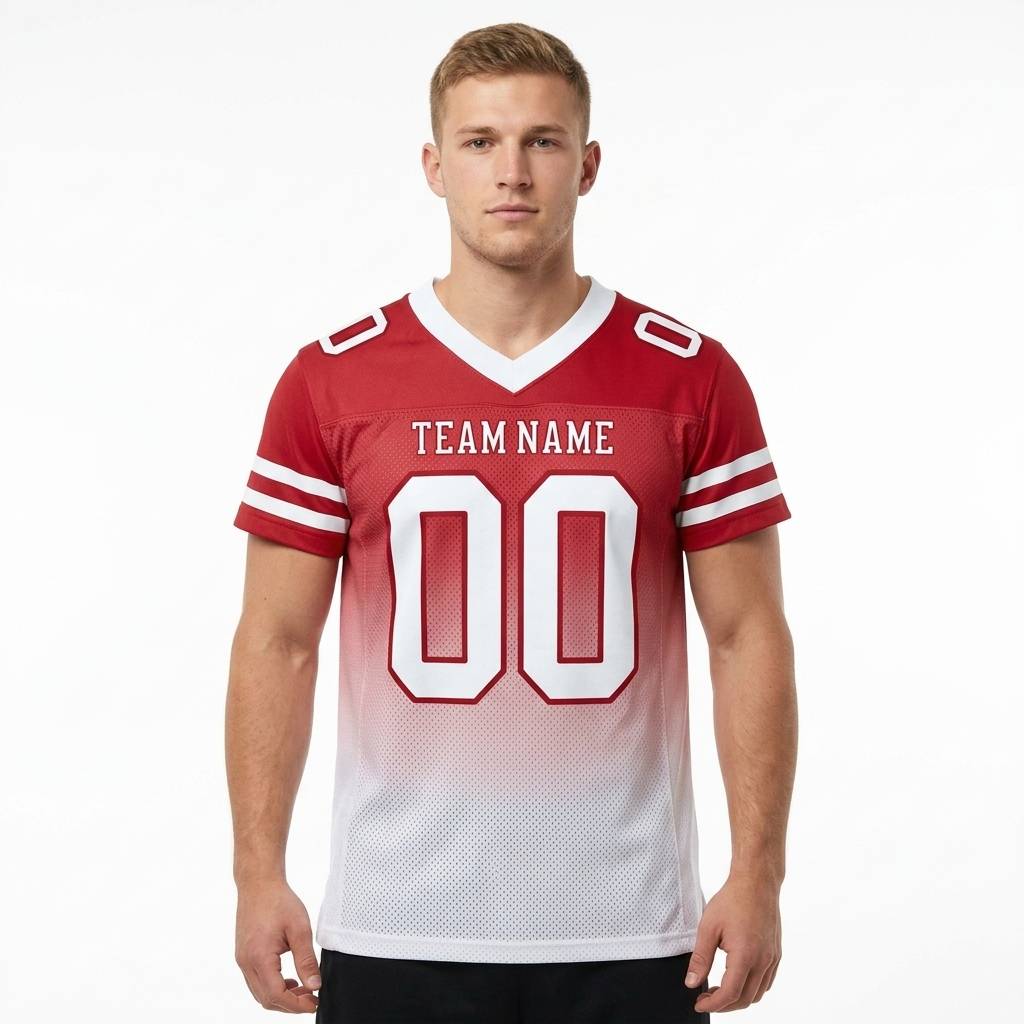 Custom Red & White Gradient Football Jersey