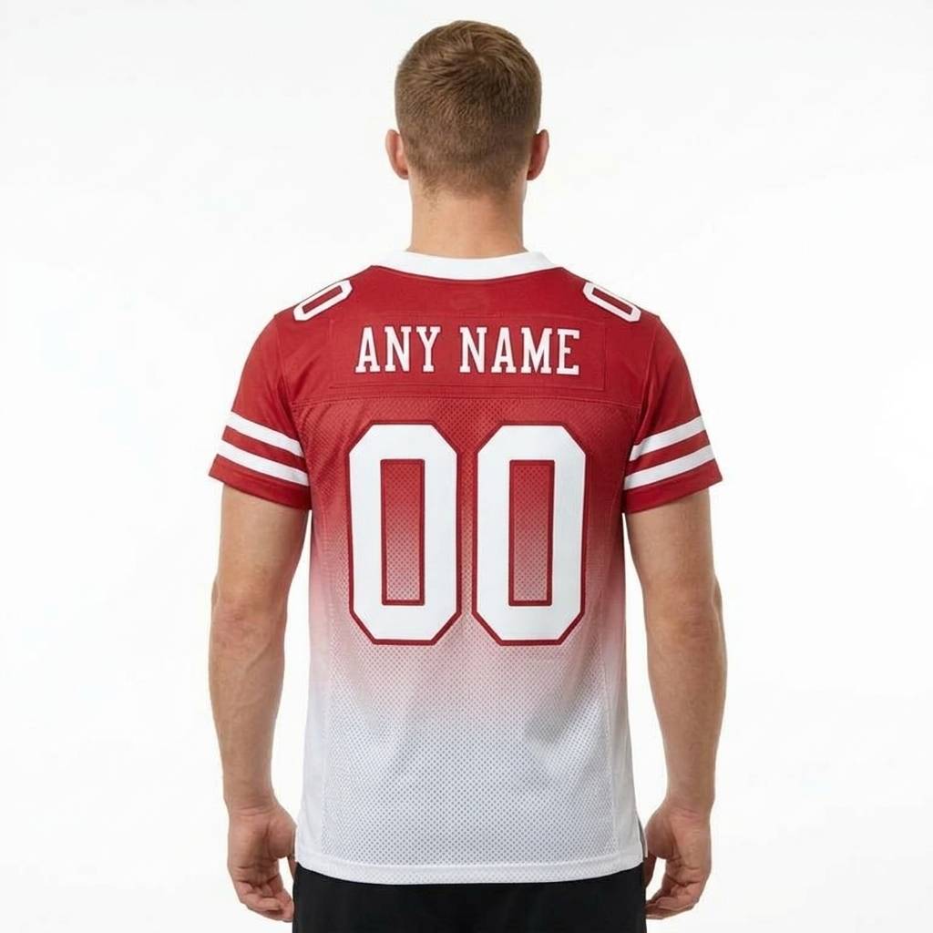 Custom Red & White Gradient Football Jersey