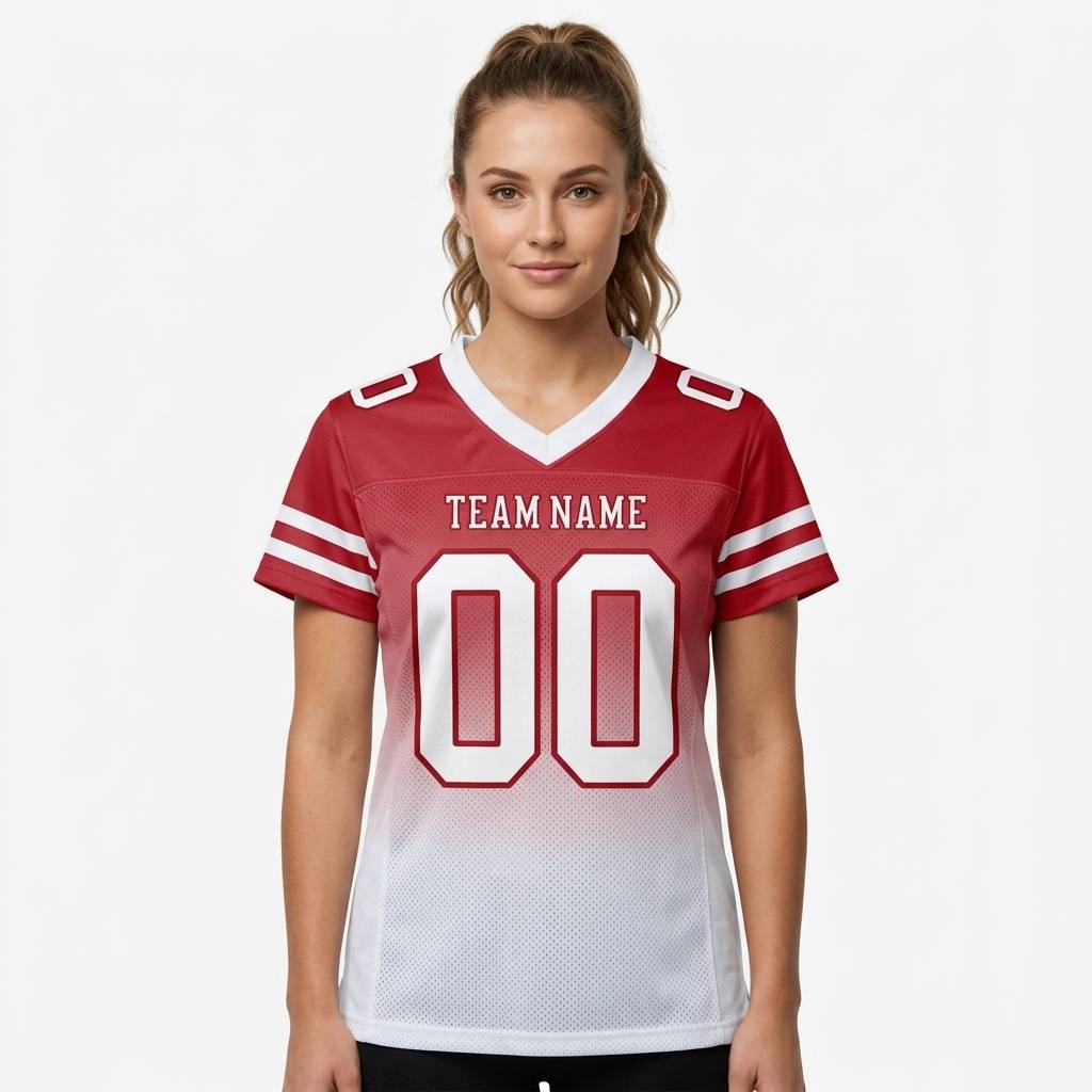 Custom Red & White Gradient Football Jersey