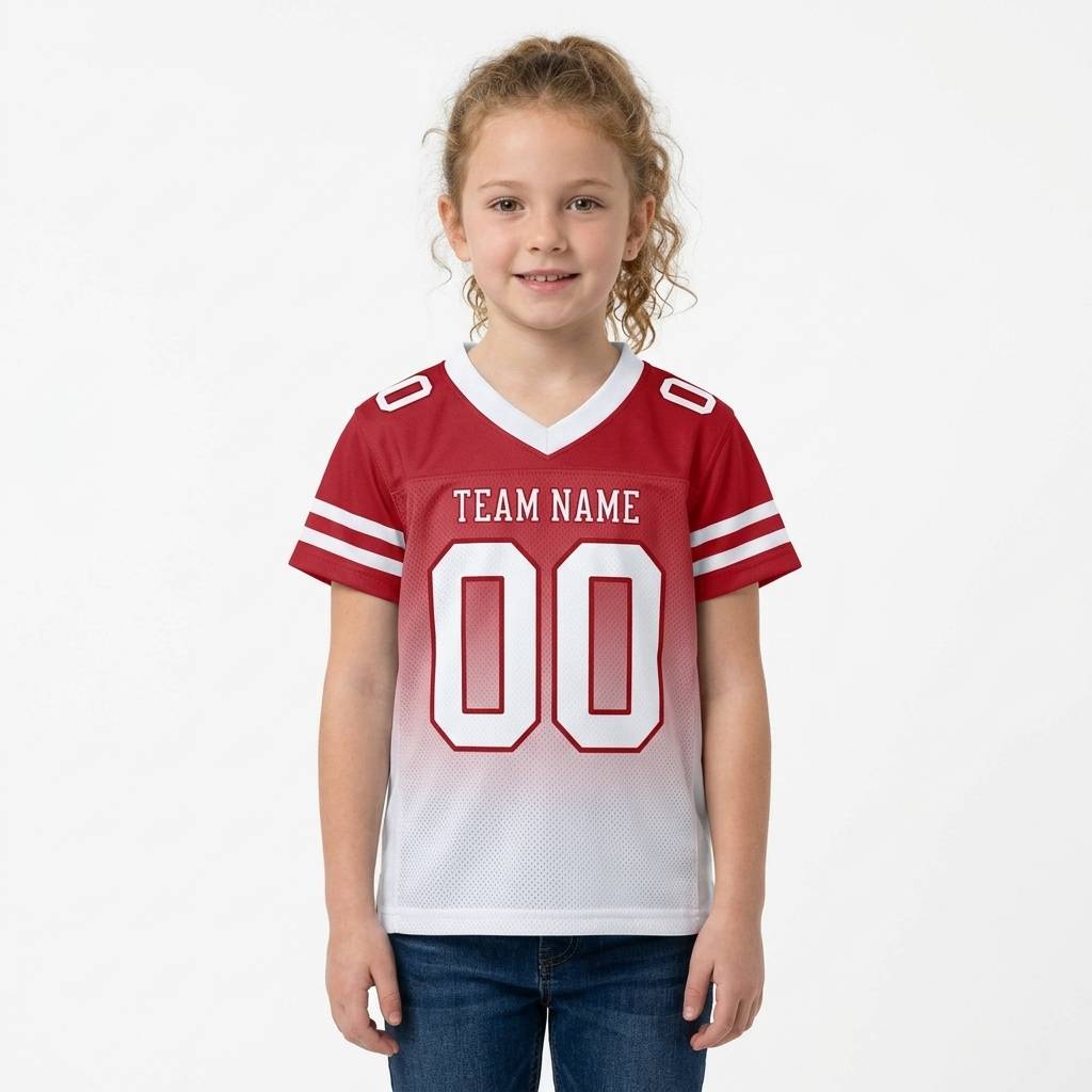 Custom Red & White Gradient Football Jersey