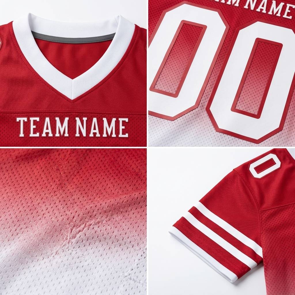 Custom Red & White Gradient Football Jersey