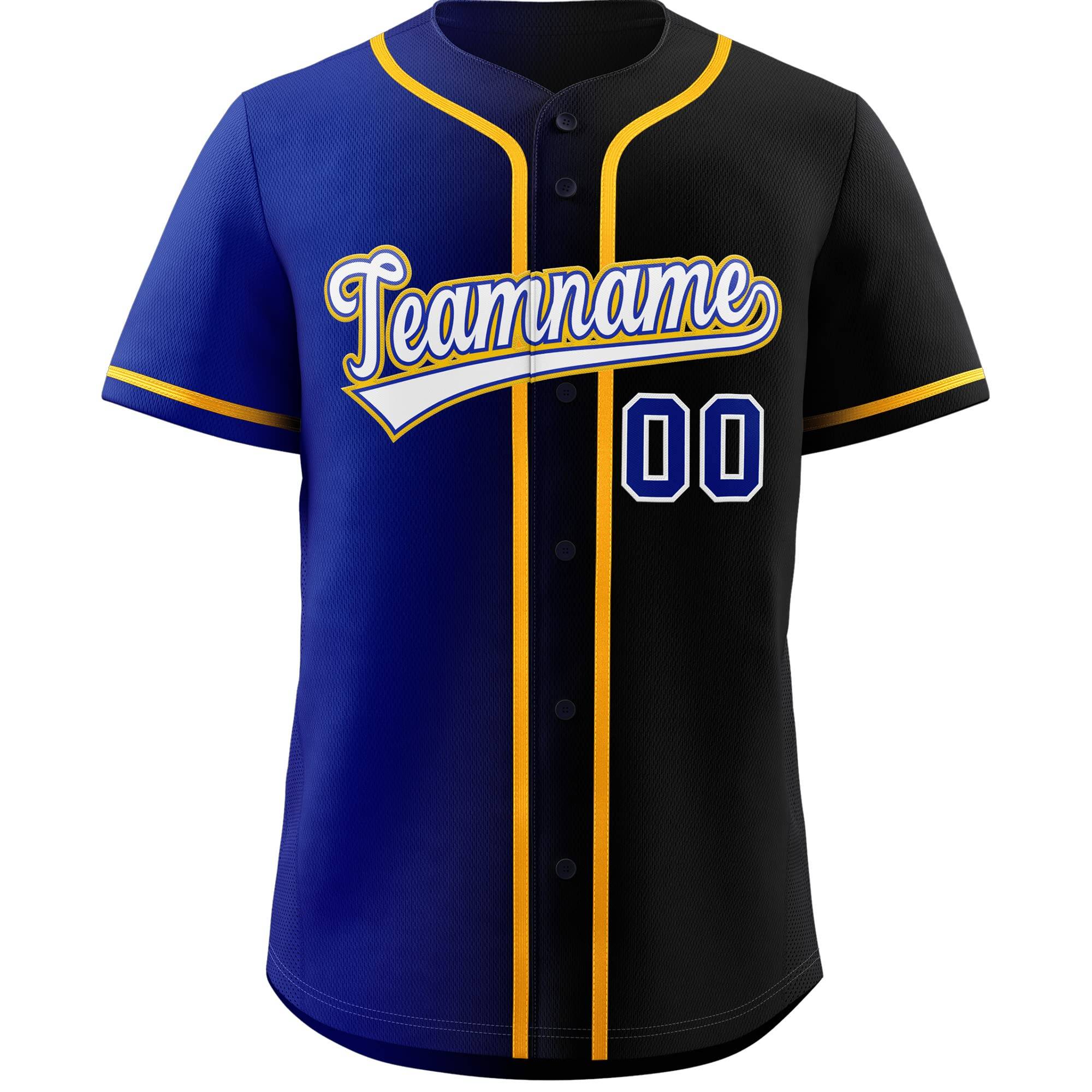 Custom Royal Blue & Black/White Gradient Fashion Baseball Jersey