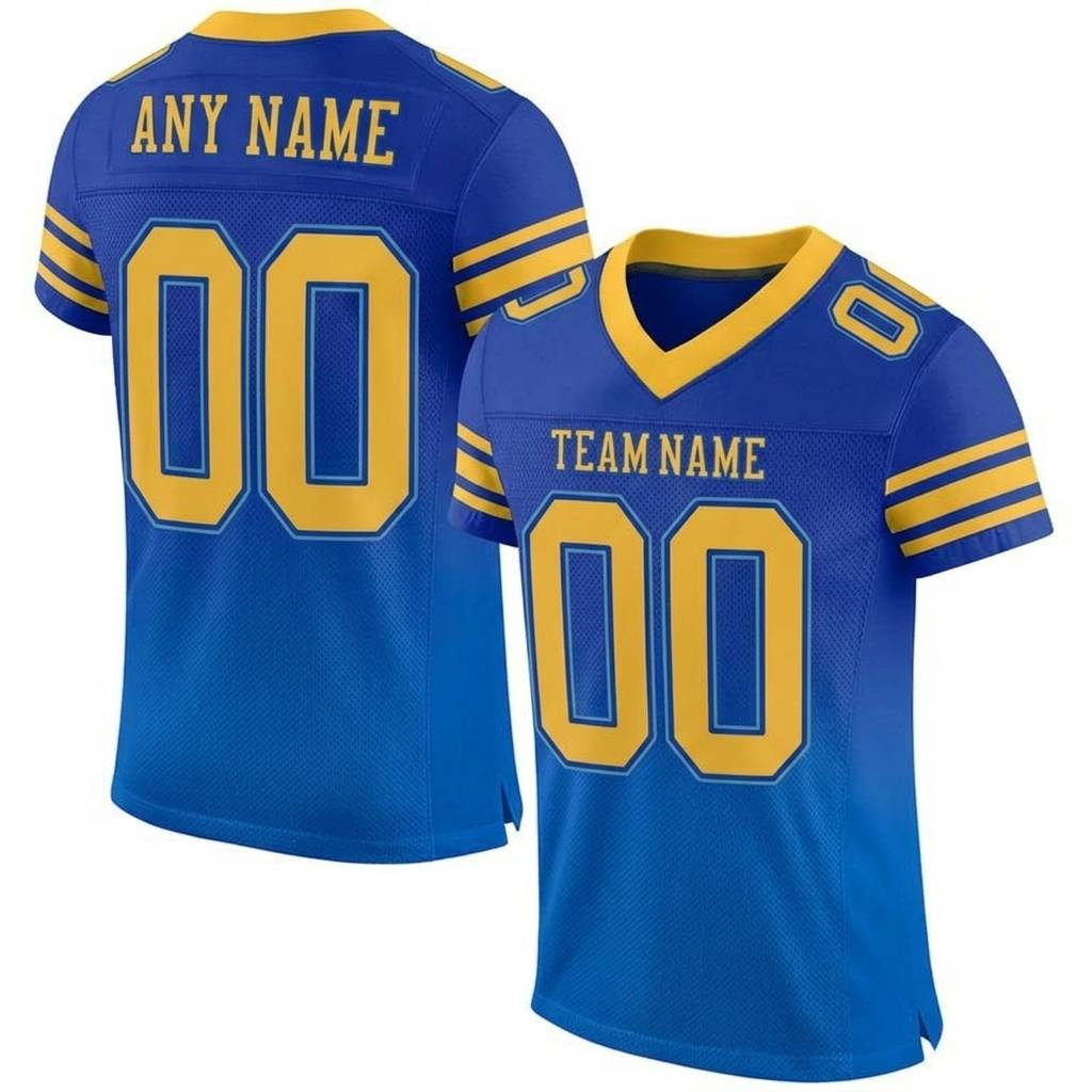 Custom Royal Blue & Gold Gradient Football Jersey