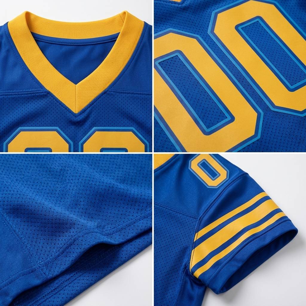 Custom Royal Blue & Gold Gradient Football Jersey