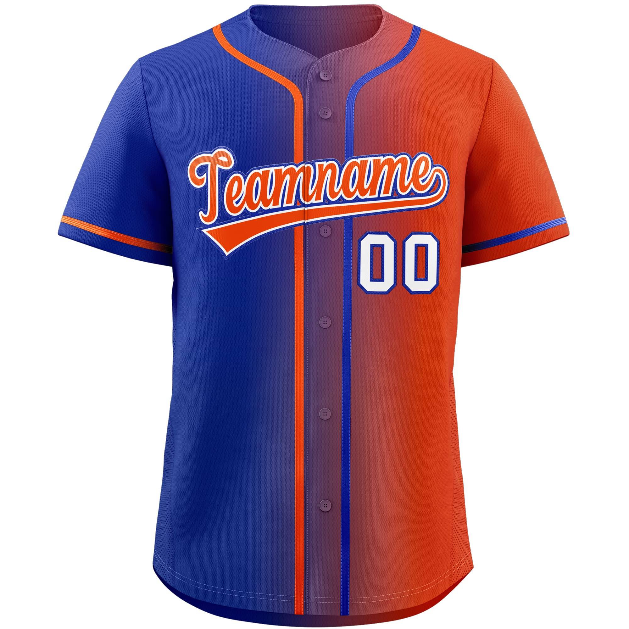 Custom Royal & Orange/White Gradient Fashion Baseball Jersey