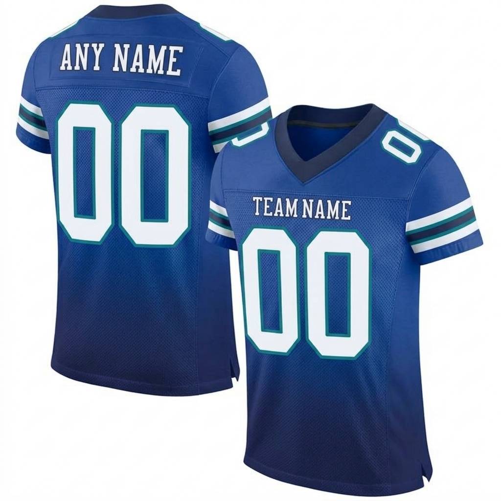 Custom Royal Blue & White Gradient Football Jersey