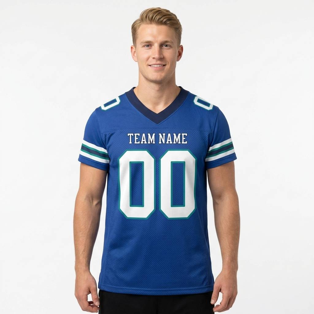 Custom Royal Blue & White Gradient Football Jersey