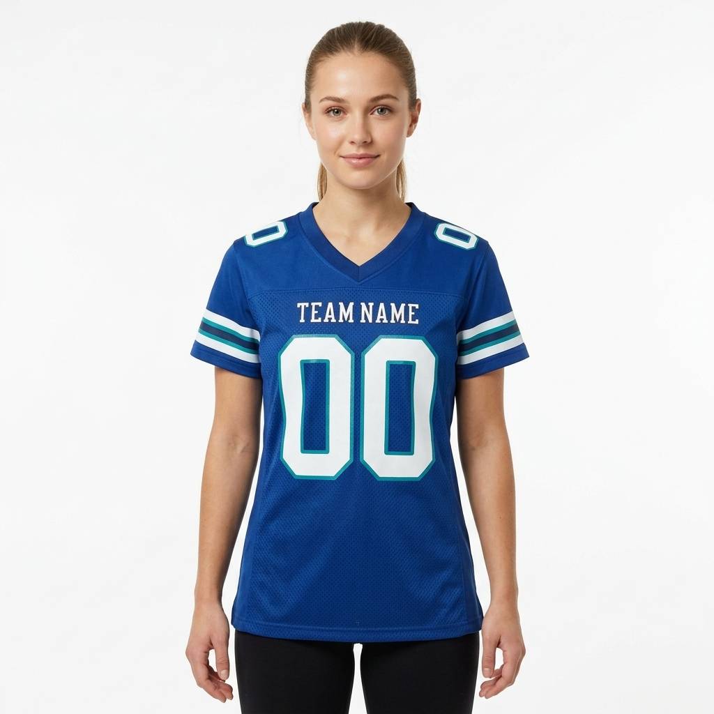 Custom Royal Blue & White Gradient Football Jersey