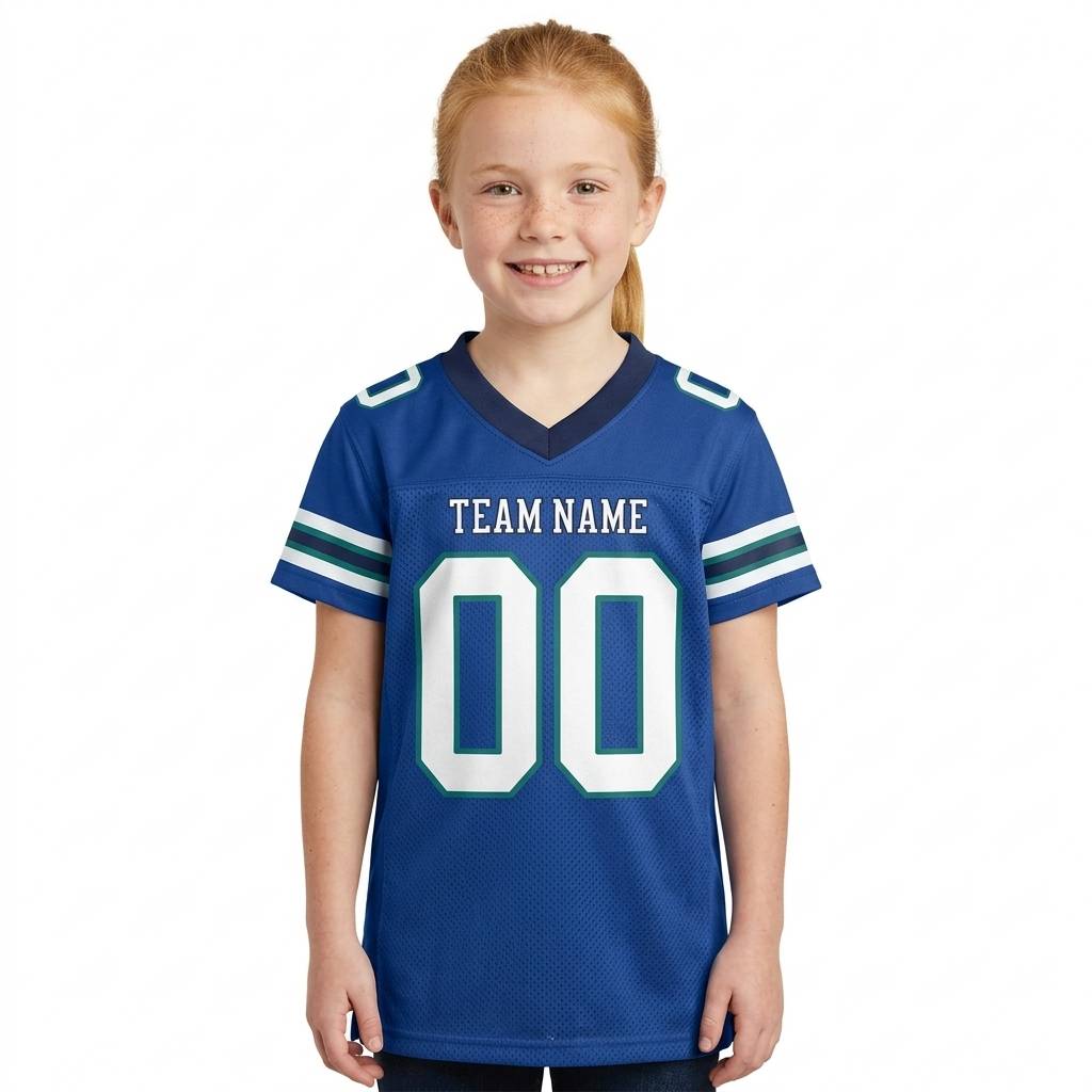 Custom Royal Blue & White Gradient Football Jersey