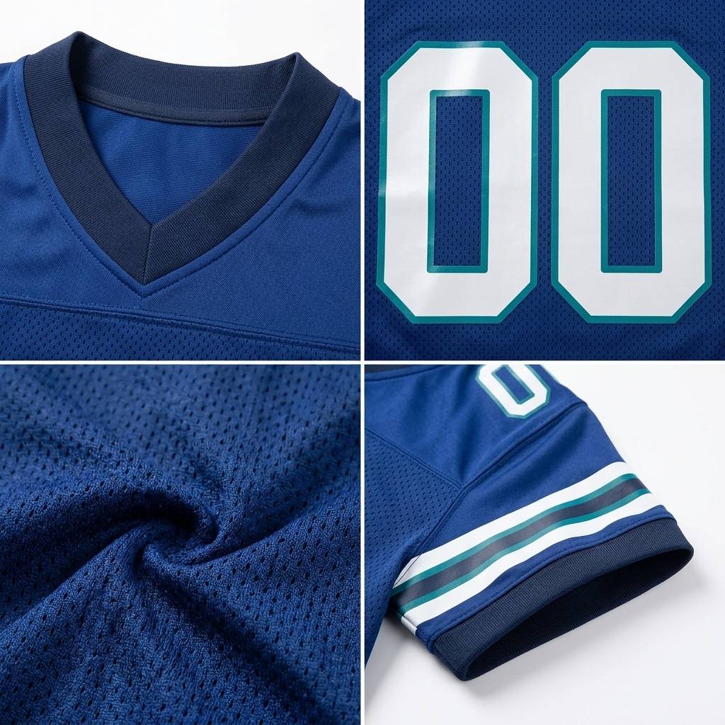 Custom Royal Blue & White Gradient Football Jersey