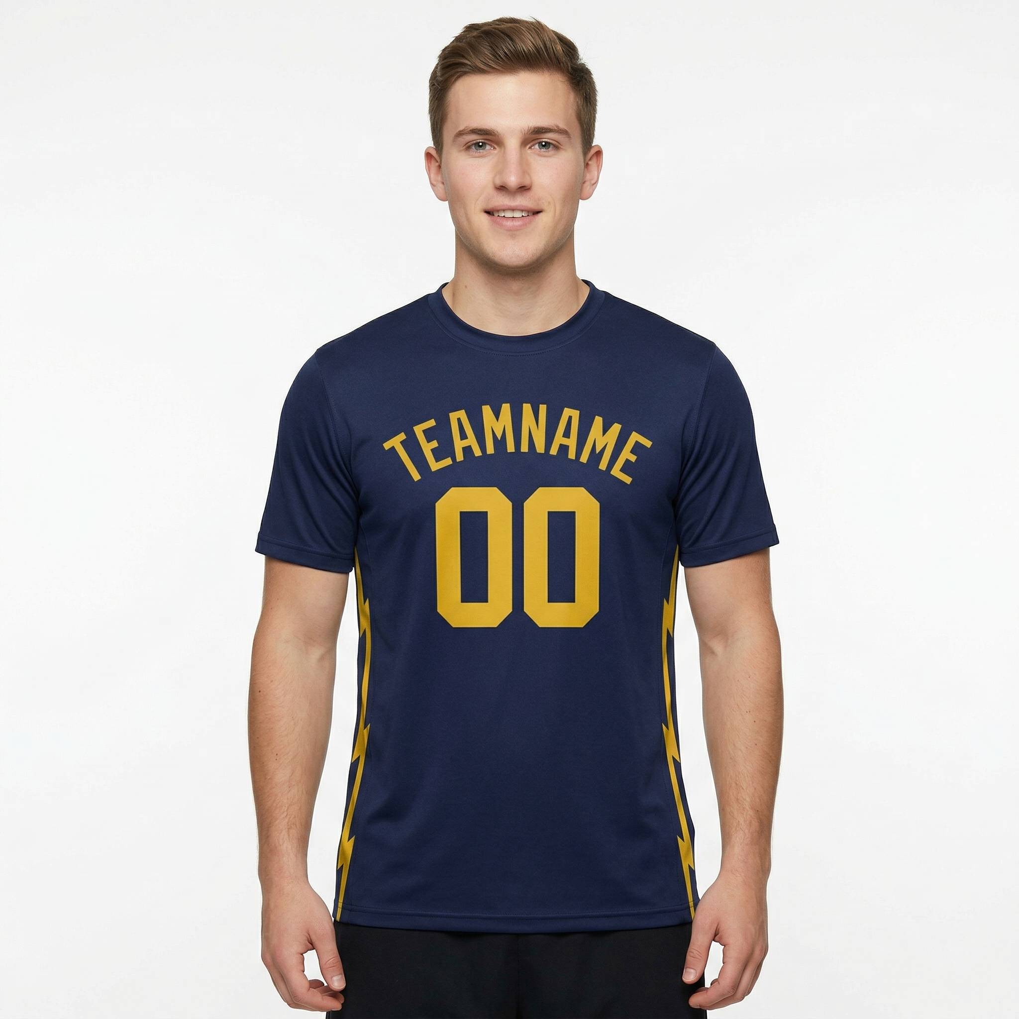 Custom Navy & Yellow Custom Soccer Jersey