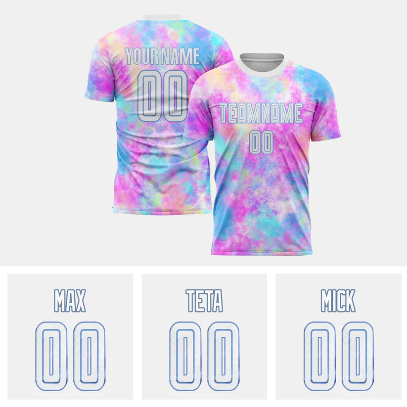 Custom Tie Dye White-Light Blue Sublimation Soccer Uniform Jersey