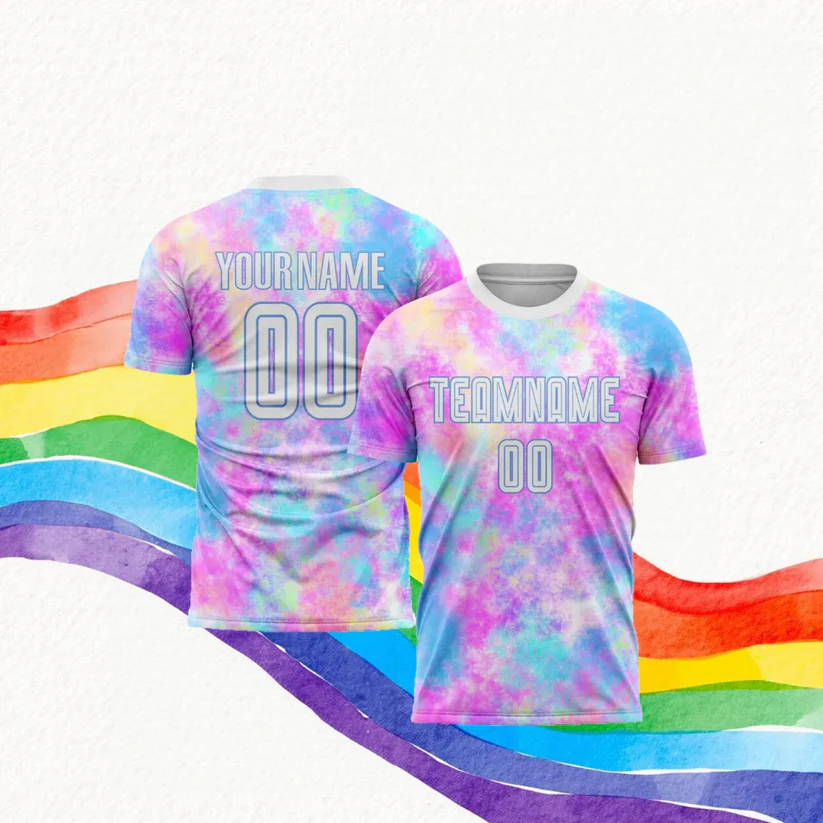 Custom Tie Dye White-Light Blue Sublimation Soccer Uniform Jersey