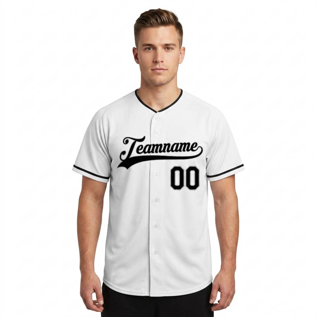 Custom White & Black/Grey Baseball Jersey