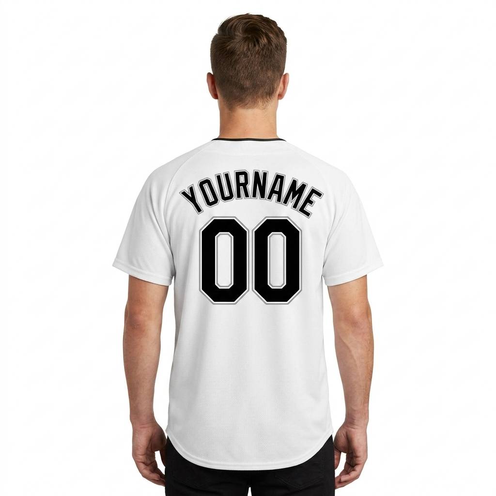 Custom White & Black/Grey Baseball Jersey