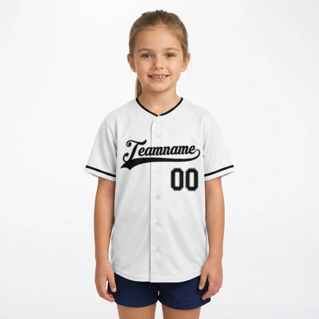 Custom White & Black/Grey Baseball Jersey