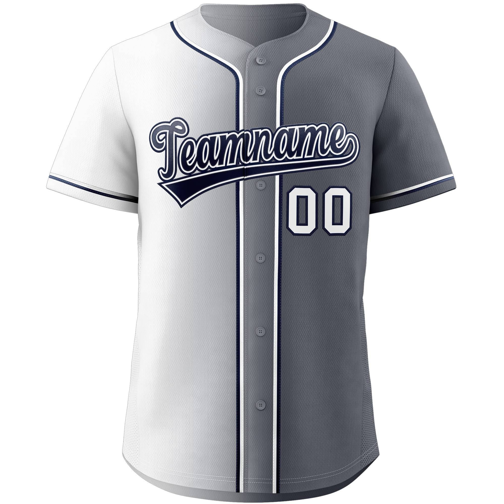 Custom White & Grey/Black Gradient Fashion Baseball Jersey