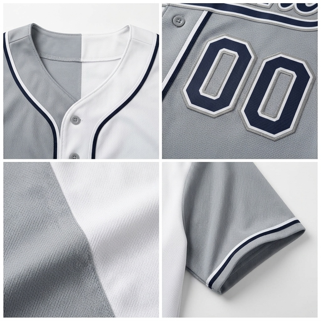 Custom White & Grey/Black Gradient Fashion Baseball Jersey