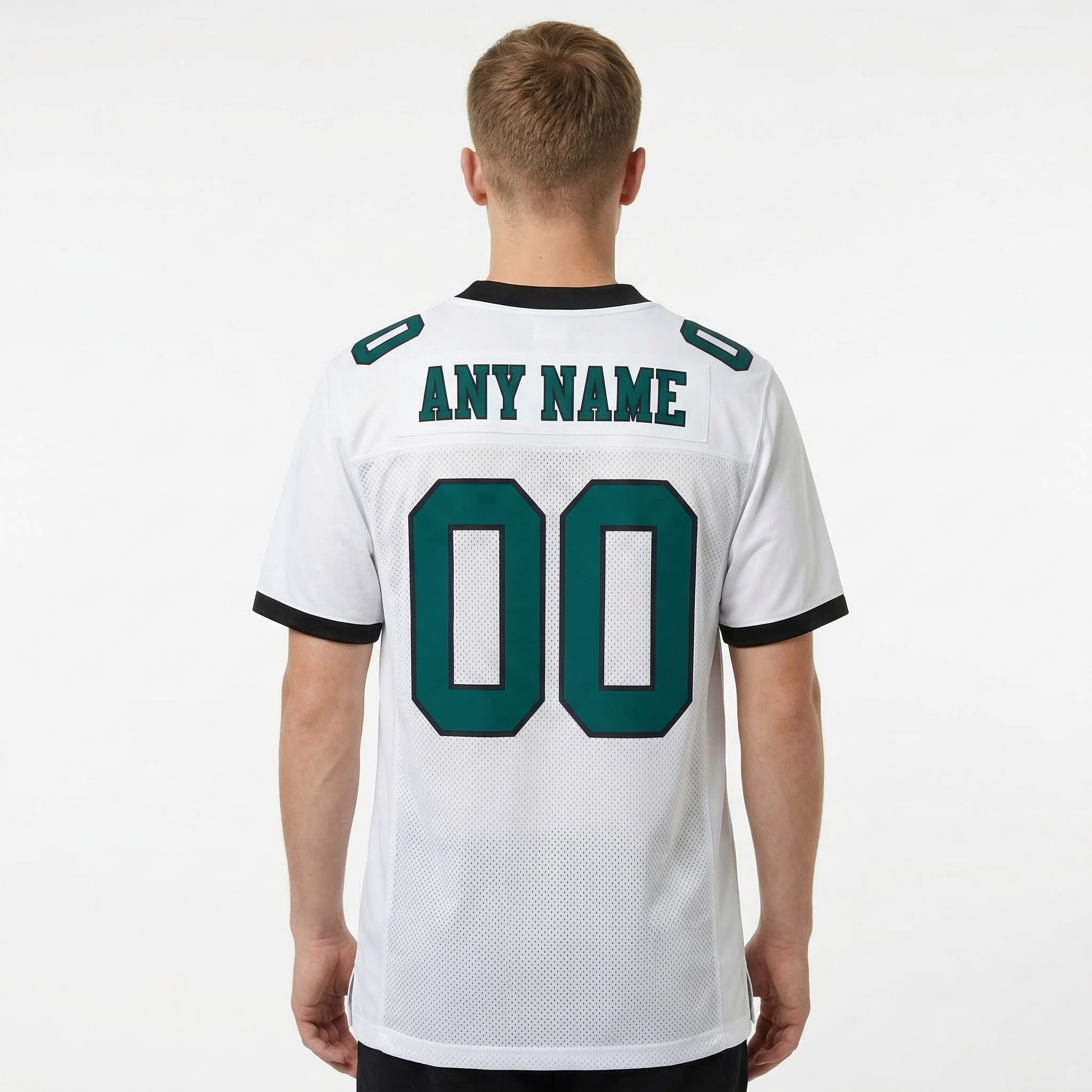 Custom White & Midnight Green/Black Football Jersey