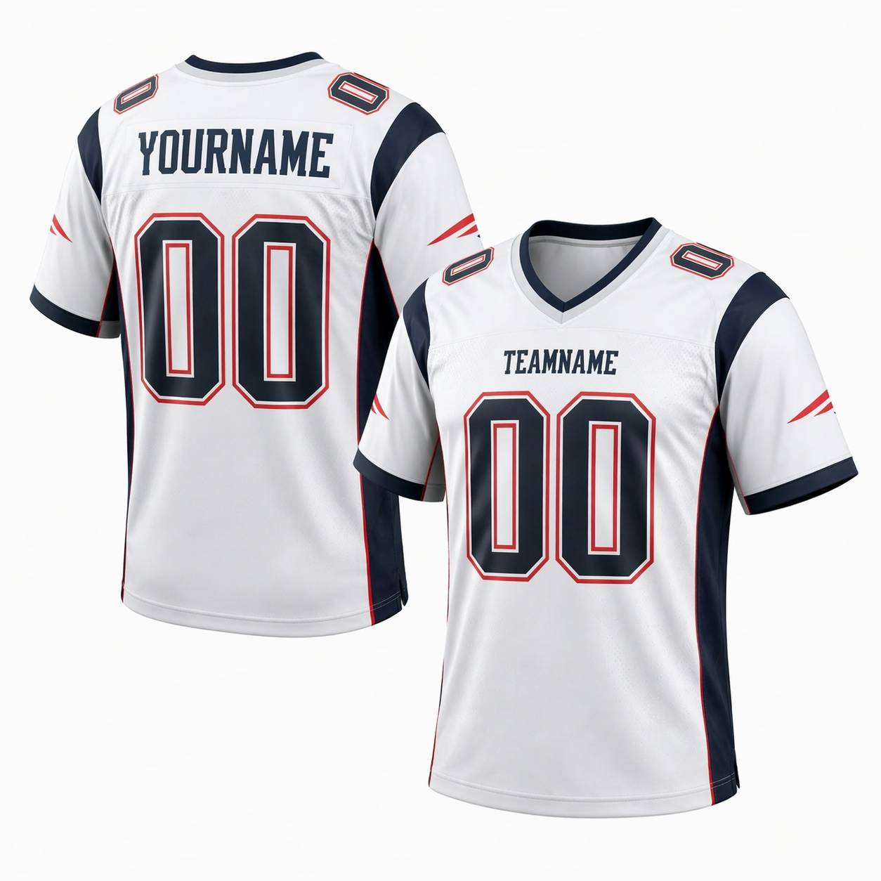 Custom White & Navy/Red Classic Football Jersey