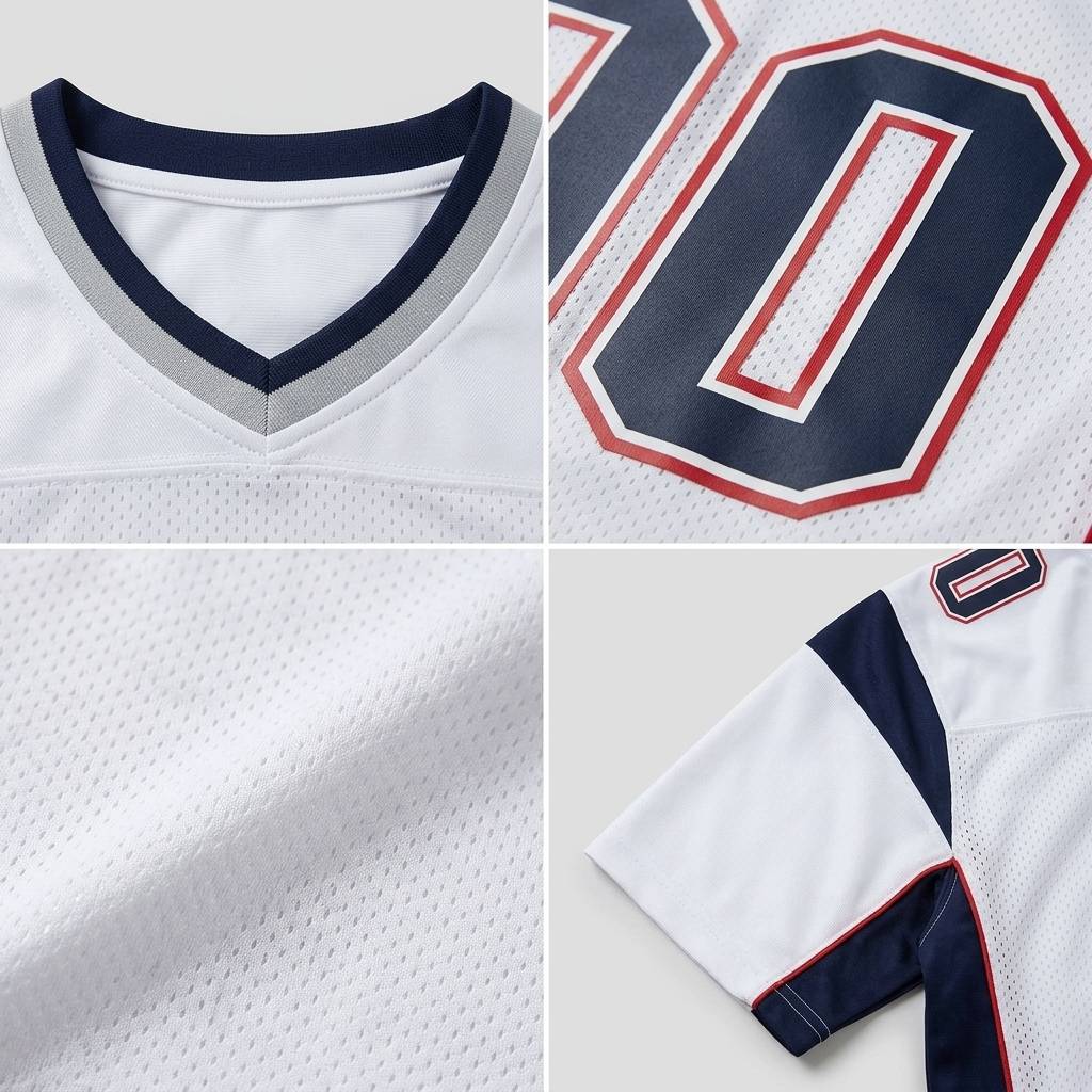 Custom White & Navy/Red Classic Football Jersey