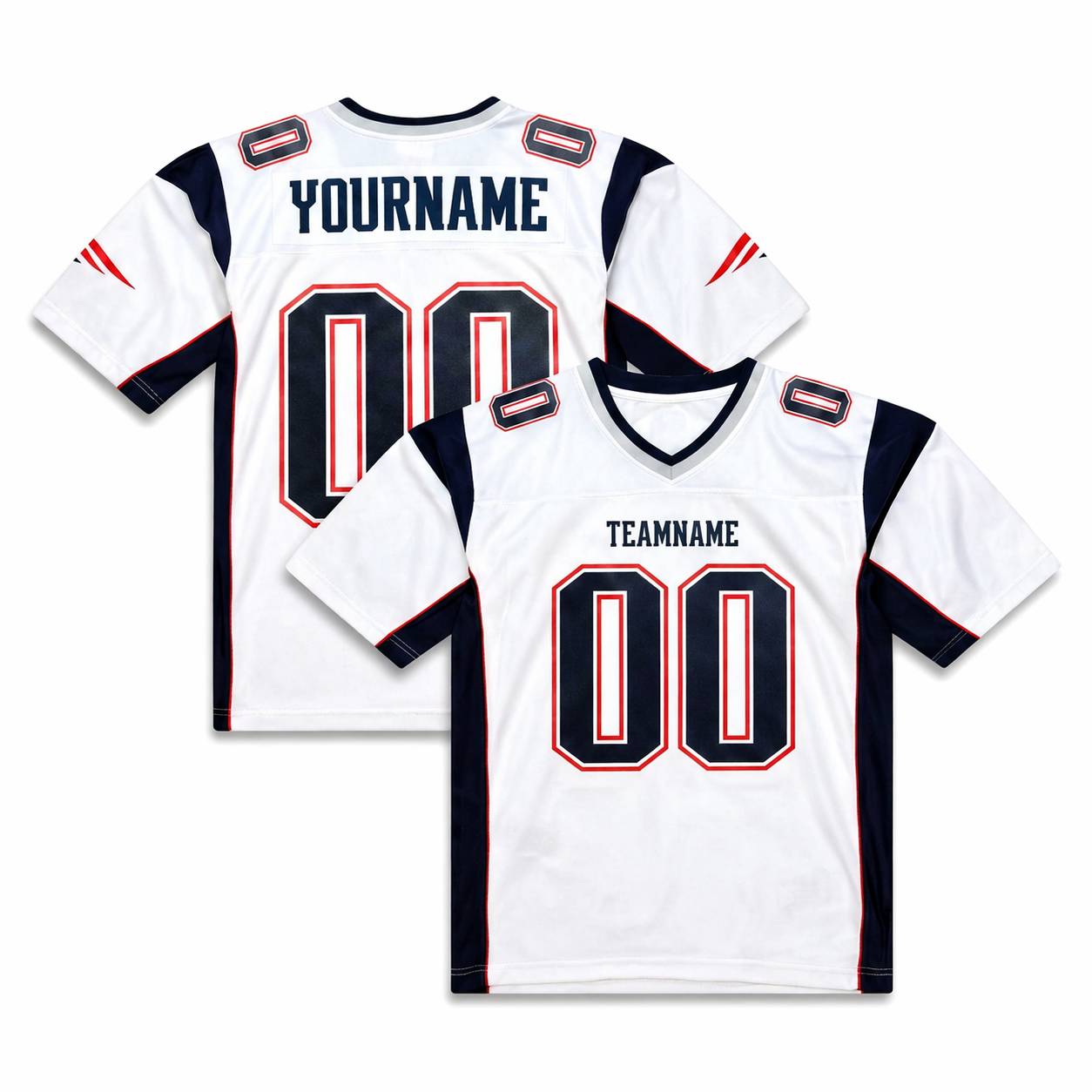 Custom White & Navy/Red Classic Football Jersey