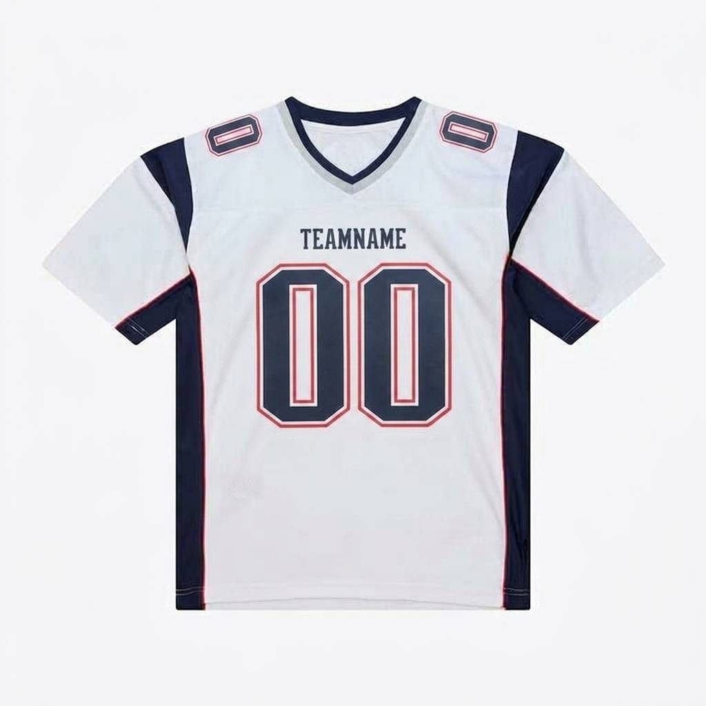 Custom White & Navy/Red Classic Football Jersey