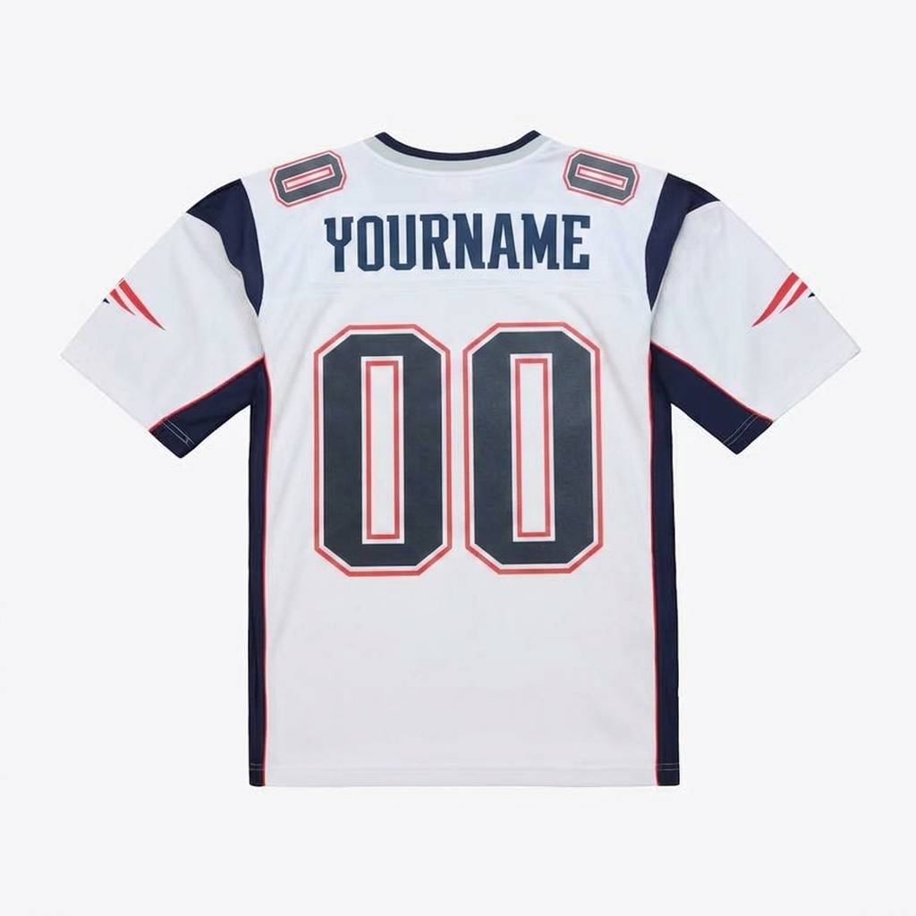 Custom White & Navy/Red Classic Football Jersey