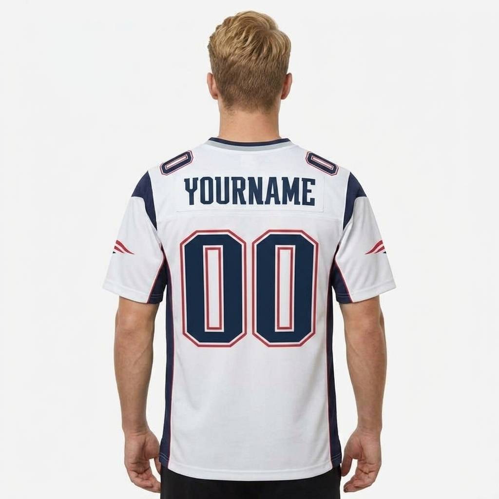 Custom White & Navy/Red Classic Football Jersey