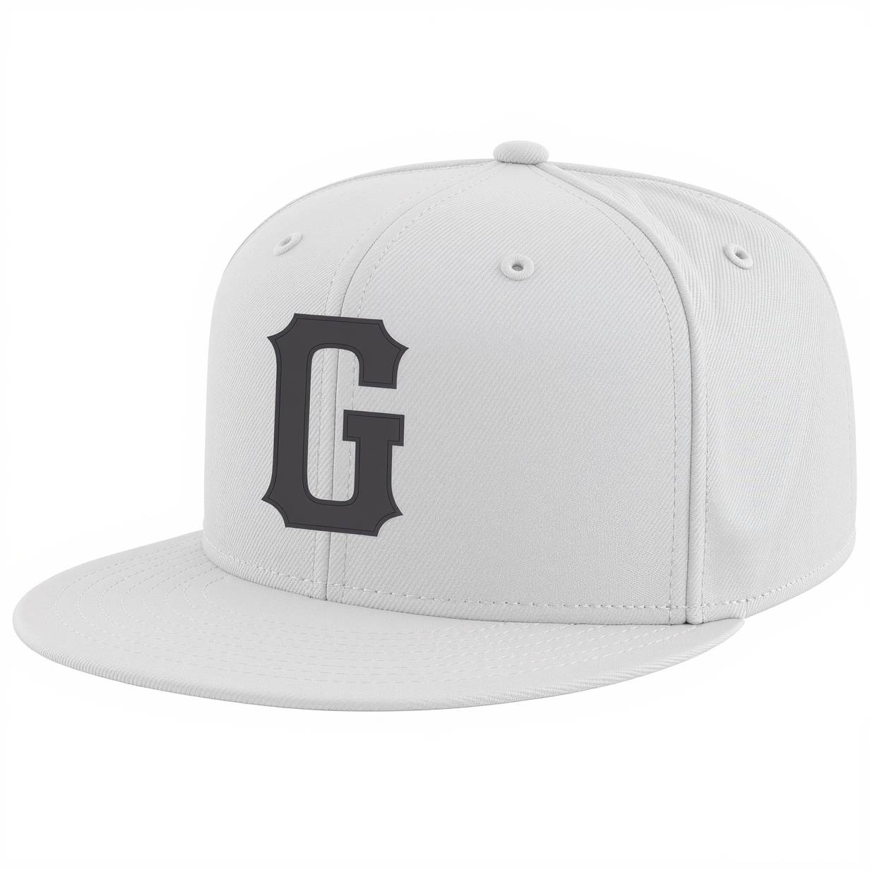 Custom White & Navy Stitched Adjustable Snapback Hat
