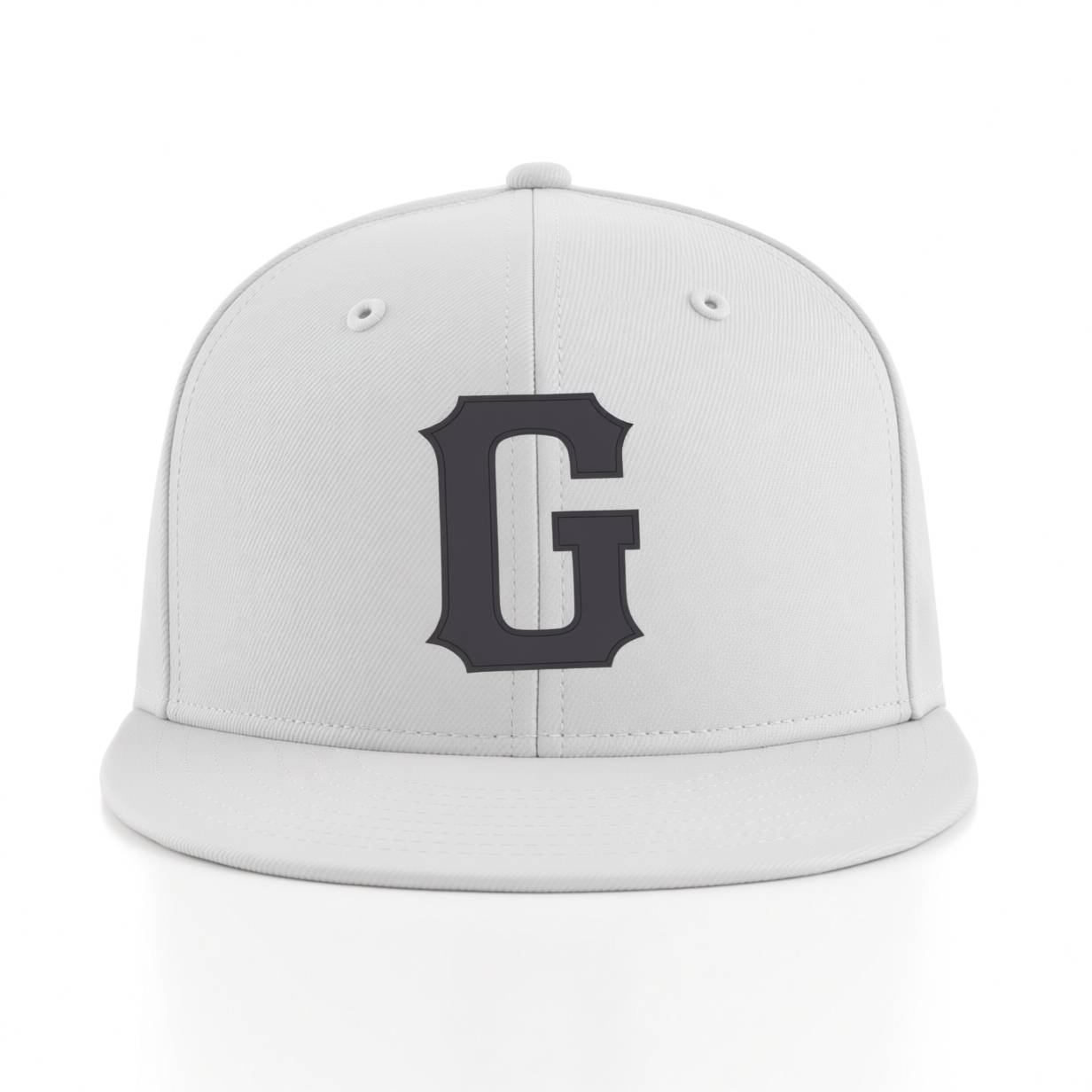 Custom White & Navy Stitched Adjustable Snapback Hat